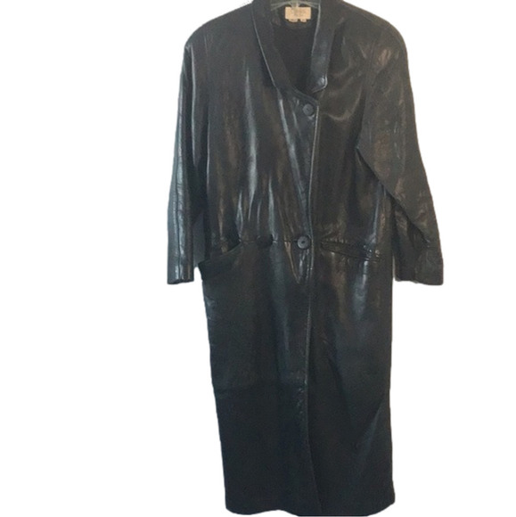 Cassidy Vintage 1980’s Leather Tapered Trench Coat - Picture 1 of 10